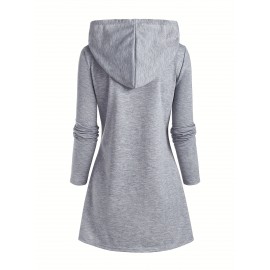 Letter Print Drawstring Hoodie, Casual Long Sleeve Hooded Sweatshirt, Women's Clothing